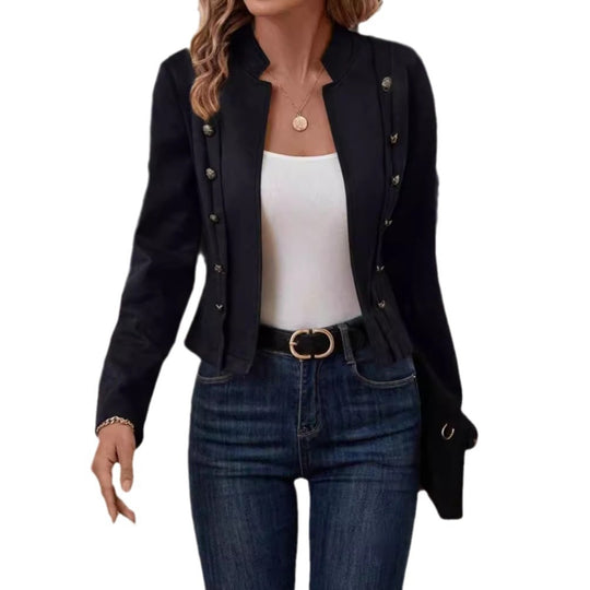 Damen modischer Wildlederblazer mit dekorativen Knöpfen Heidi-Mode