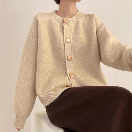 Damen Strickjacke mit komfortablem Schnitt und eleganten Knopfdetails Heidi-Mode