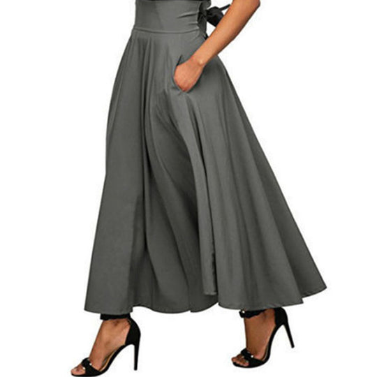 Damen weit geschnittene Palazzo-Hose mit eleganten Taschen und hohem Bund Heidi-Mode