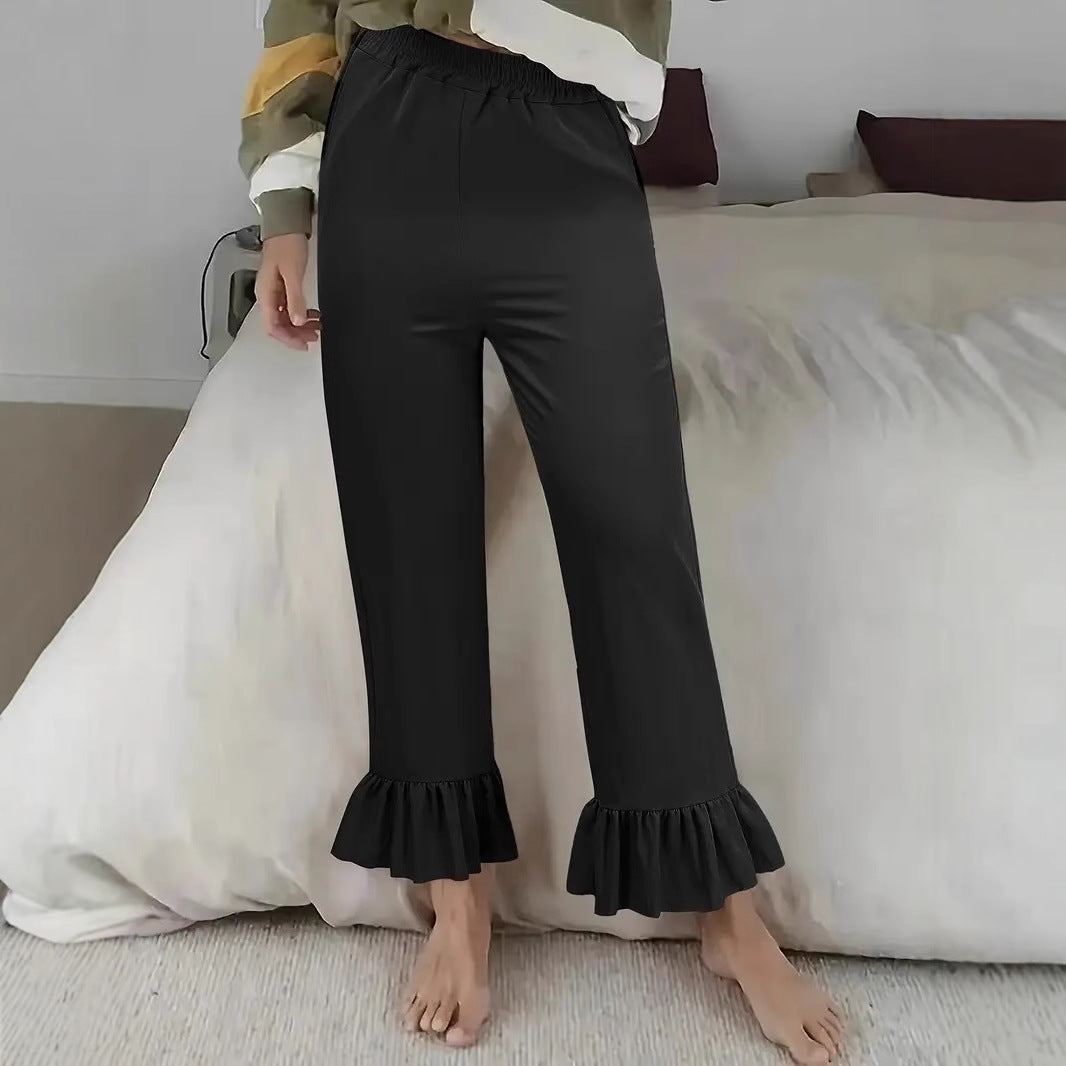 Damen Flauschige Culotte mit Volantabschluss Heidi-Mode