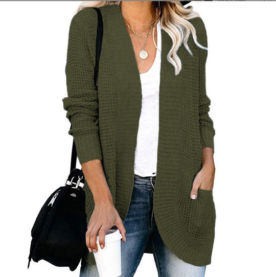 Damen Strickcardigan mit praktischen Taschen und luftiger Struktur Heidi-Mode