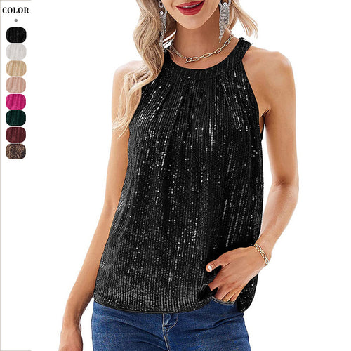 Damen Glitzerndes Oberteil mit eleganter Rüschen- und Schimmerstruktur Heidi-Mode