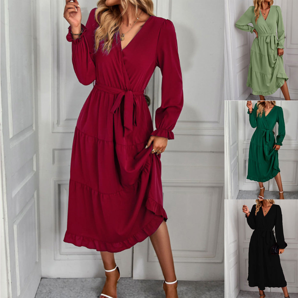 Damen Wickelkleid mit Volantärmeln und elegantem Schnitt Heidi-Mode
