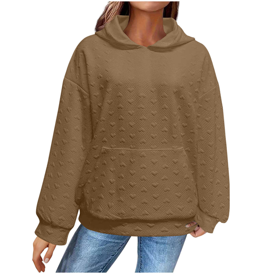 Damen Kapuzenpullover mit strukturiertem Herzmuster Heidi-Mode