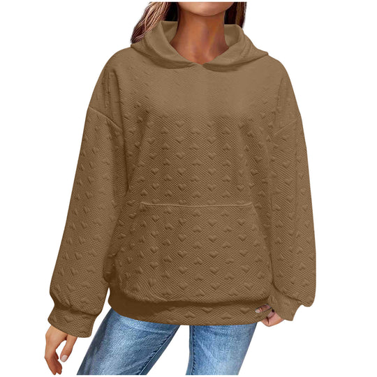 Damen Kapuzenpullover mit strukturiertem Herzmuster Heidi-Mode