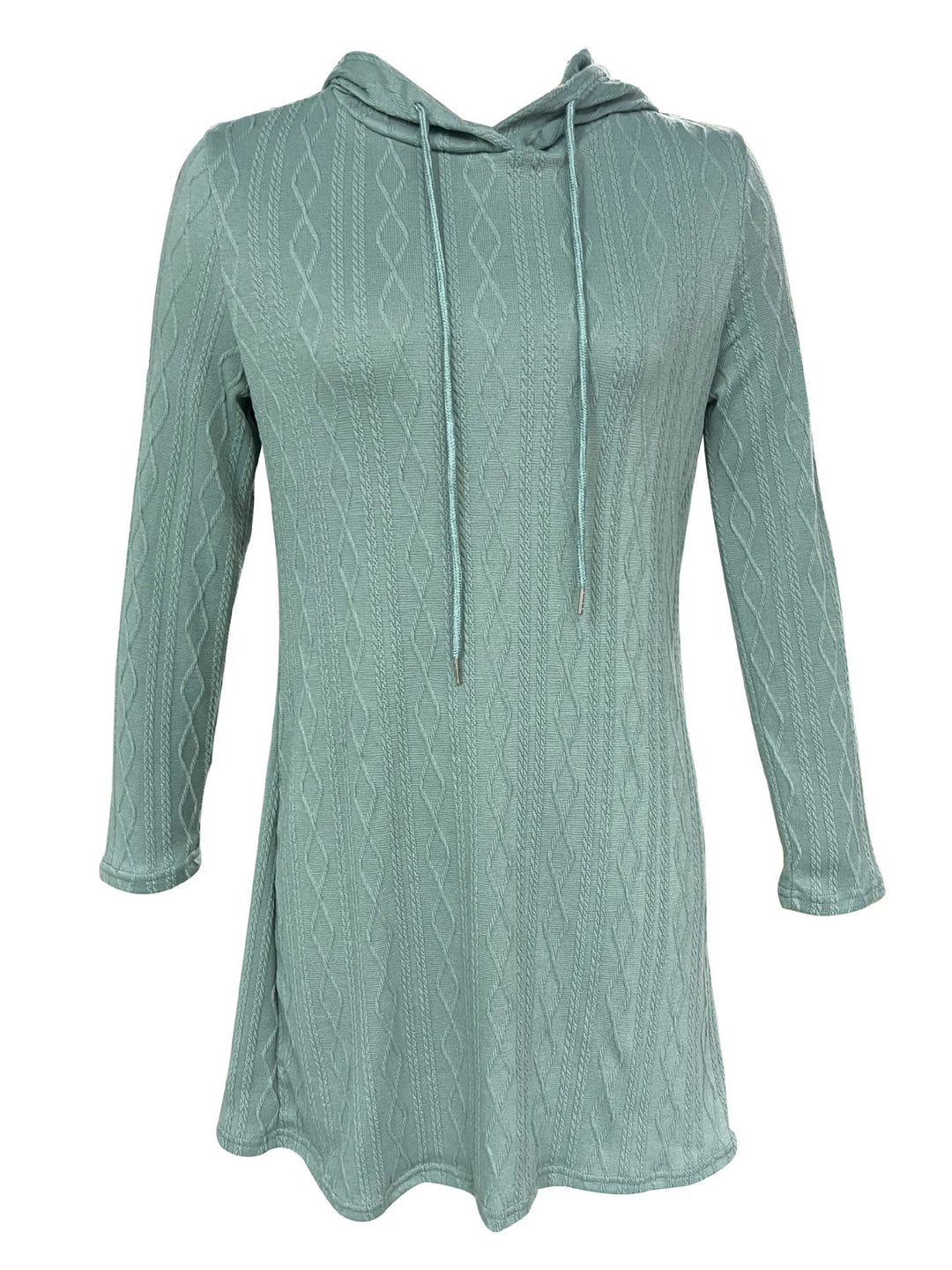 Damen Kapuzenkleid mit strukturiertem Strickmuster und lässigem Schnitt Heidi-Mode