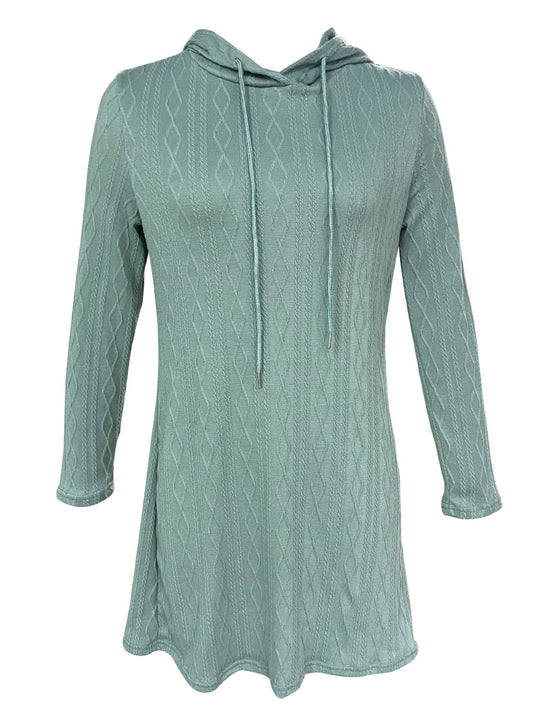 Damen Kapuzenkleid mit strukturiertem Strickmuster und lässigem Schnitt Heidi-Mode