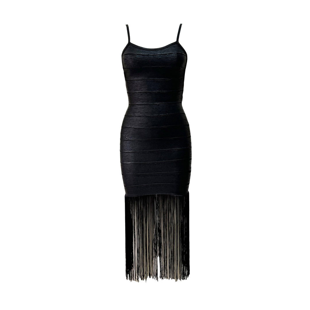 Heidi-Mode | Träger Fransen Lim Bandage Kleid Elegante Schlank Sexy Kleid Festkleid