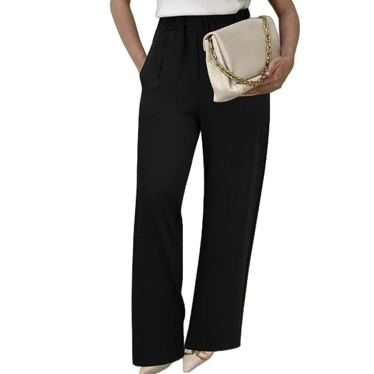 Damen Weite Hochtaillierte Stoffhose mit elegantem Gummibund Heidi-Mode