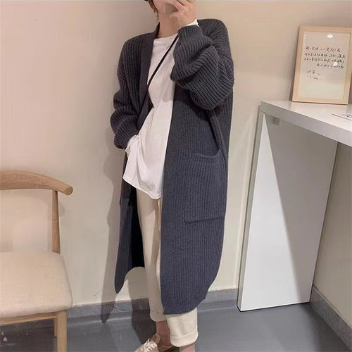 Damen Strickcardigan mit lockerer Silhouette und tiefen Taschen Heidi-Mode