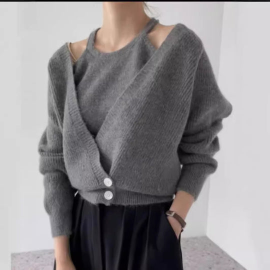 Damen Strickjacke mit offenem Schnitt und Rippstruktur Heidi-Mode