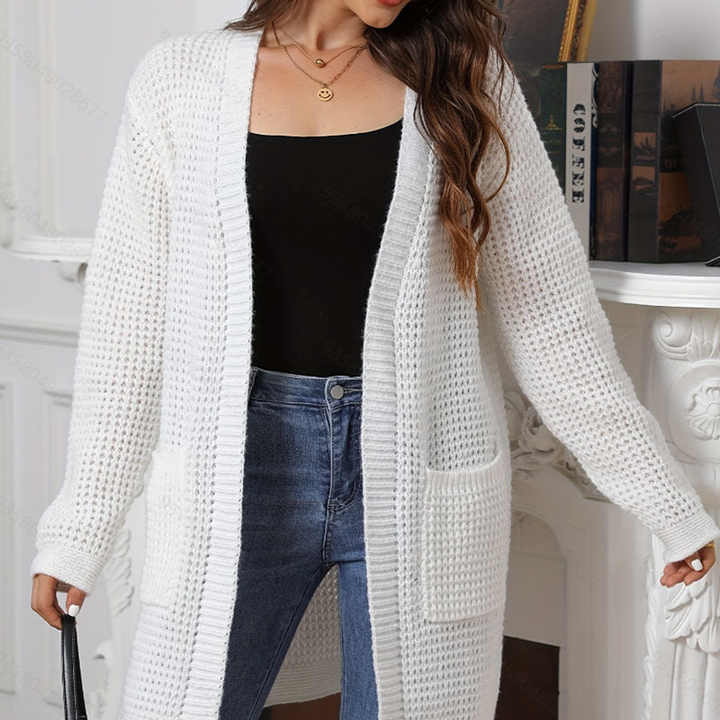 Damen Strickcardigan mit aufgesetzten Taschen und lockerer Passform Heidi-Mode