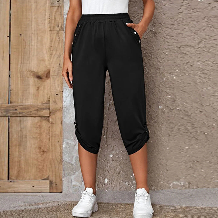 Damen sportliche Freizeithose mit elastischem Bund und praktischen Seitentaschen Heidi-Mode
