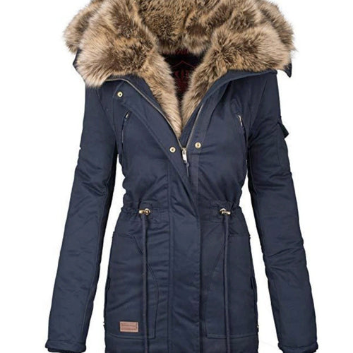 Damen gefütterter Parka mit abnehmbarem Kunstpelzkragen und praktischen Reißverschlusstaschen Heidi-Mode