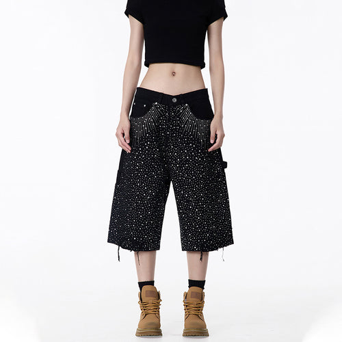 Damen Cargo-Shorts mit glitzernden Details und weitem Schnitt Heidi-Mode