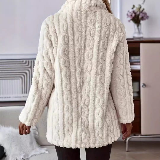 Damen weicher und warmer Kunstfell-Mantel mit knöpfbarem Design Heidi-Mode