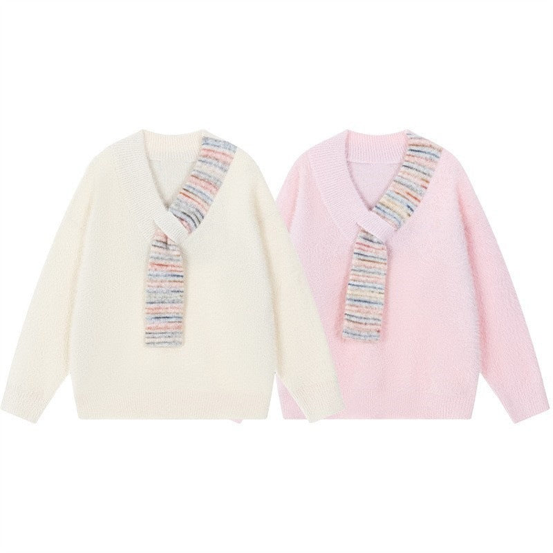 Damen Kuscheliger Pullover mit innovativem Schal-Detail Heidi-Mode