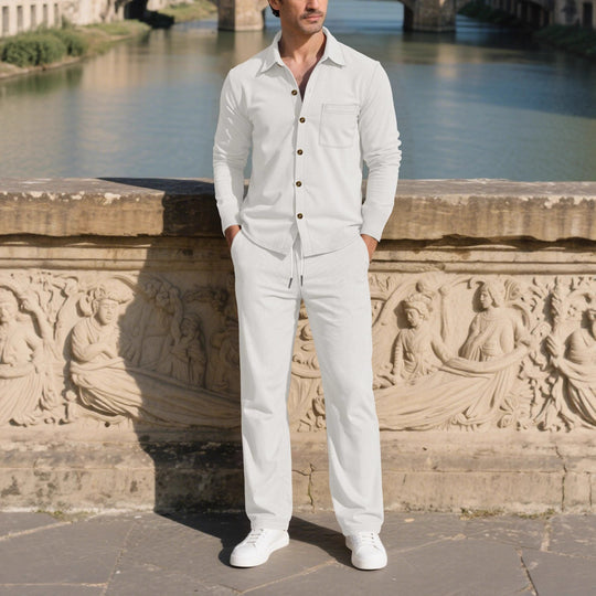 Herren eleganter Freizeitanzug mit strukturierter Oberfläche und praktischen Taschen Heidi-Mode
