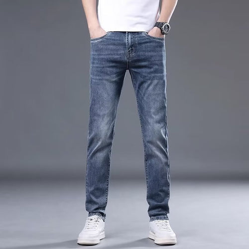 Herren Slim-Fit Denim-Jeans mit modischer Waschung und praktischem Schnitt Heidi-Mode