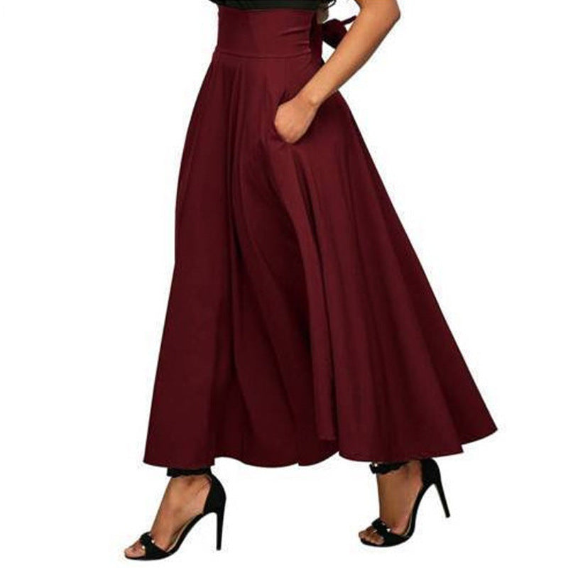 Damen weit geschnittene Palazzo-Hose mit eleganten Taschen und hohem Bund Heidi-Mode
