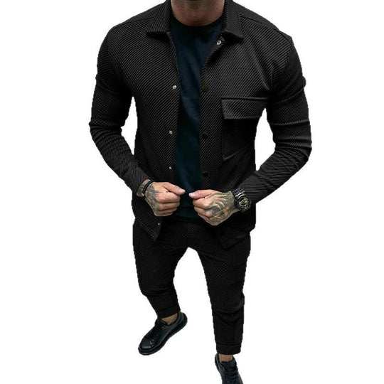 Herren elegantes Freizeitanzug mit modischem Streifenmuster Heidi-Mode