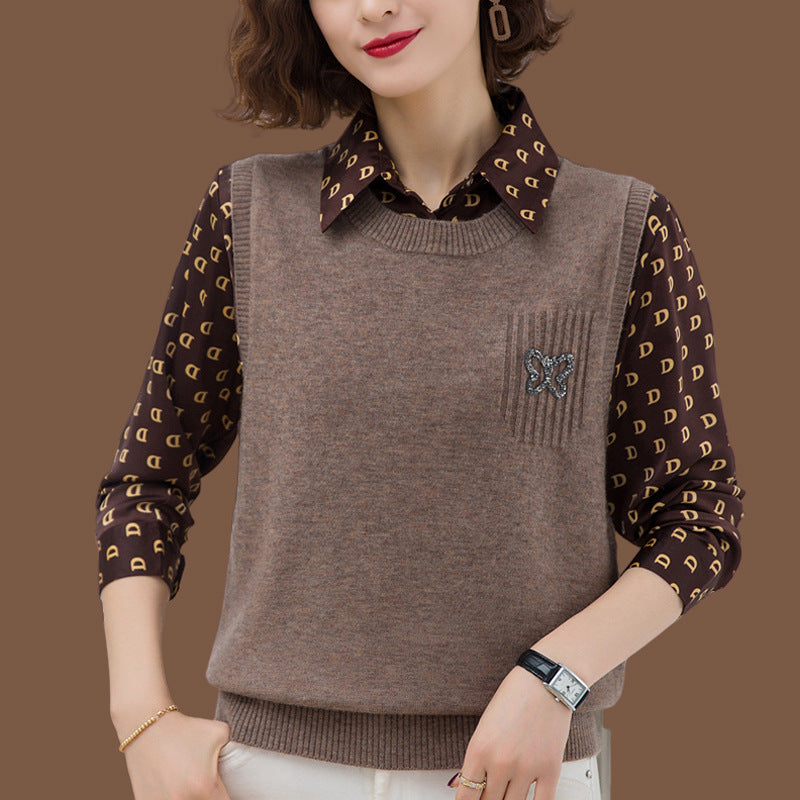 Damen Modische Strickweste mit dekorativem Schmetterlings-Motiv Heidi-Mode