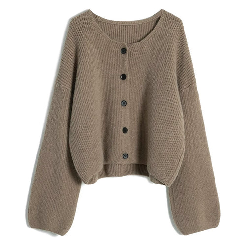 Damen modischer Short Cardigan mit feiner Rippstruktur und Knopfdetaillierung Heidi-Mode