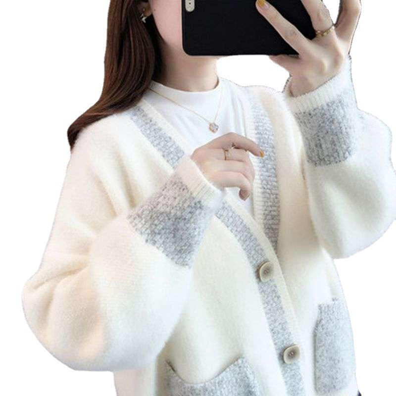 Damen Strickjacke mit modischen Kontrastdetails und tiefen Taschen Heidi-Mode