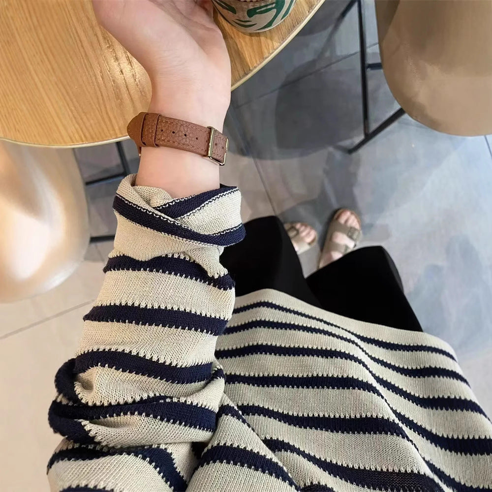 Damen Modischer Strickpullover mit maritimem Streifenmuster und lässigem Schnitt Heidi-Mode