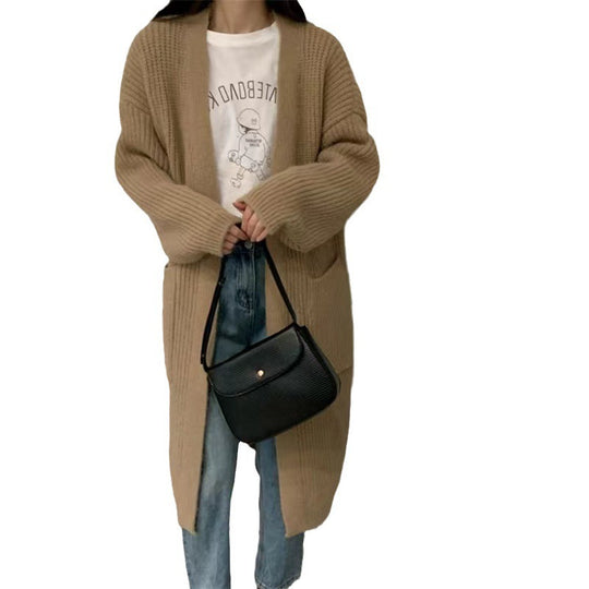 Damen Strickcardigan mit lockerer Silhouette und tiefen Taschen Heidi-Mode