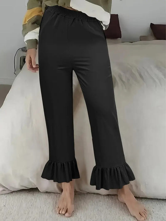 Damen Flauschige Culotte mit Volantabschluss Heidi-Mode