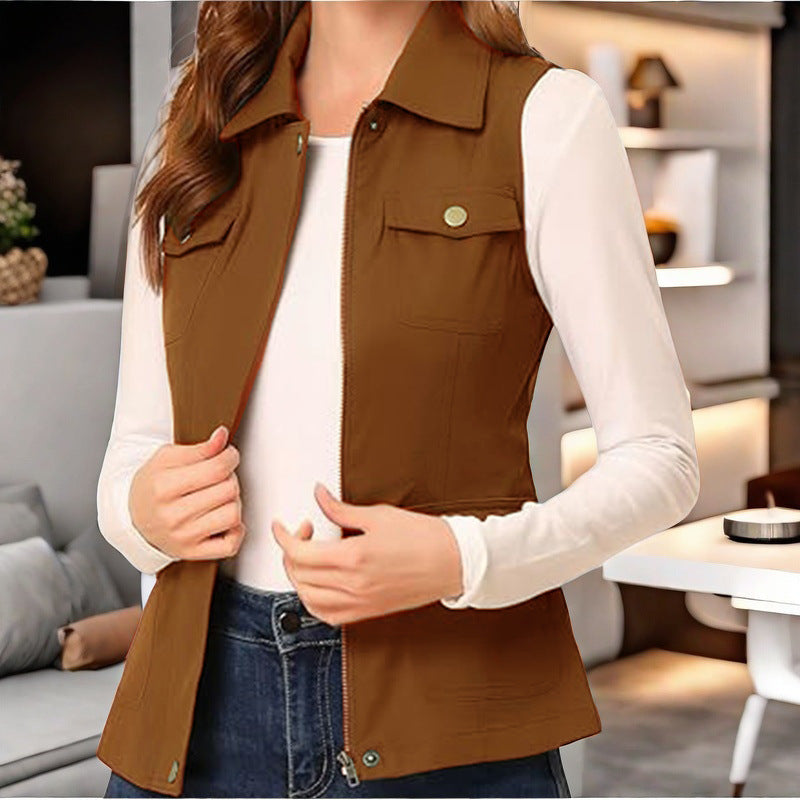 Damen stylische Weste mit praktischen Taschen Heidi-Mode