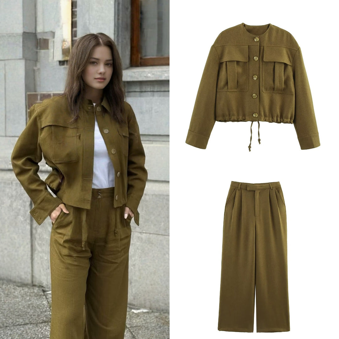 Damen weite Hose mit hohem Bund und Faltenwurf Heidi-Mode