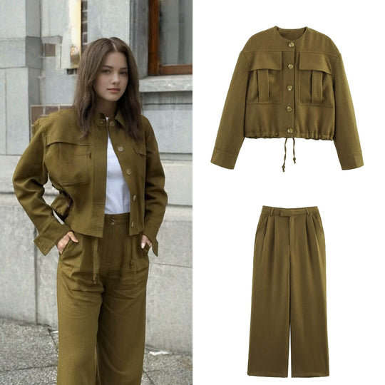 Damen weite Hose mit hohem Bund und Faltenwurf Heidi-Mode