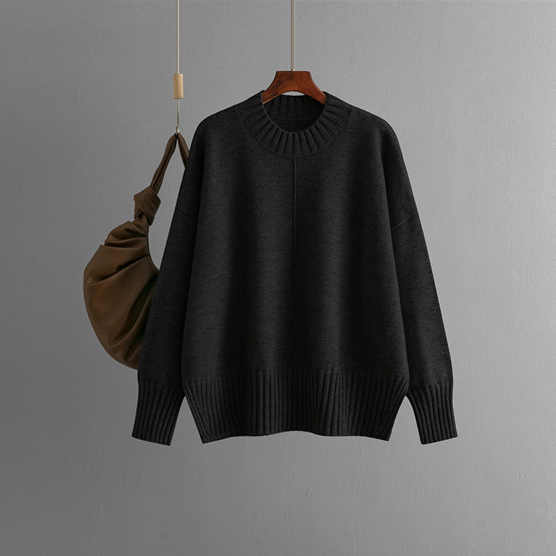 Damen Oversized Strickpullover mit Rippenbund Heidi-Mode