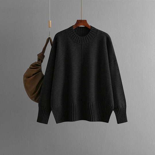 Damen Oversized Strickpullover mit Rippenbund Heidi-Mode