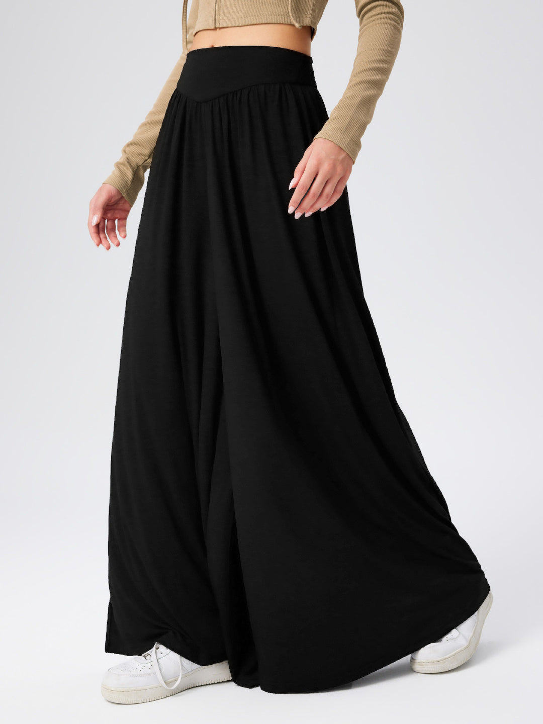 Damen weite Jersey-Hose mit hohem Bund Heidi-Mode