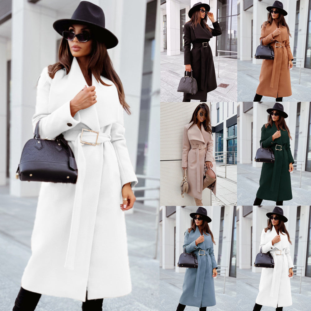 Damen eleganter Trenchcoat mit Gürtel und hochwertiger Verarbeitung Heidi-Mode