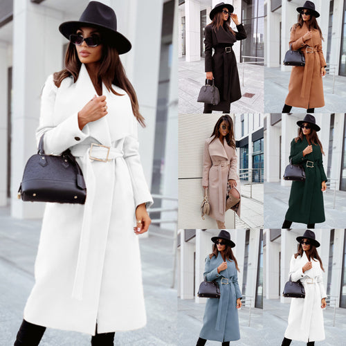 Damen eleganter Trenchcoat mit Gürtel und hochwertiger Verarbeitung Heidi-Mode