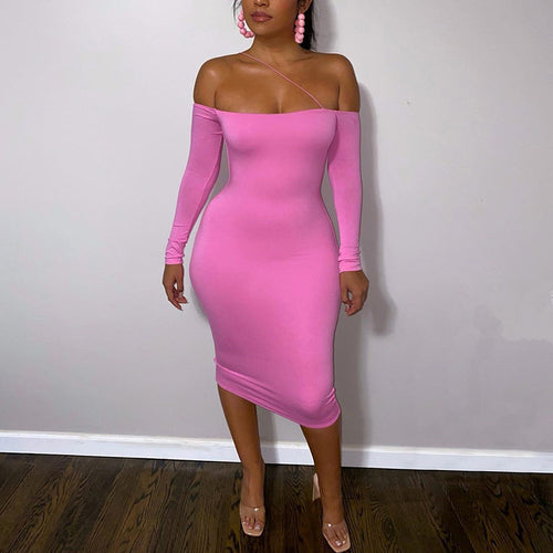 Damen figurbetontes Off-Shoulder-Minikleid mit langen Ärmeln Heidi-Mode
