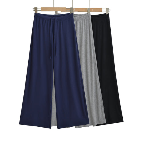 Damen Weit geschnittene Freizeithose mit hohem Bund und elastischem Kordelzug Heidi-Mode