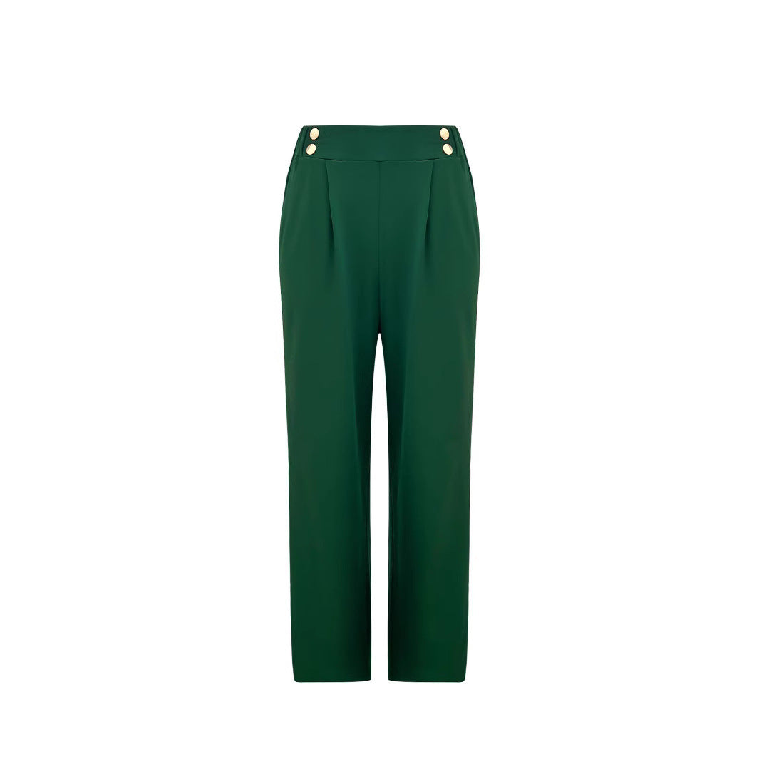 Damen Elegante weite Hose mit dekorativen Knopfdetails Heidi-Mode