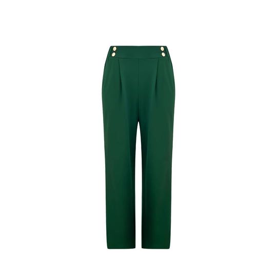 Damen Elegante weite Hose mit dekorativen Knopfdetails Heidi-Mode