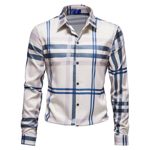 Herren Maßgeschneiderte Langarm Karierte Dress Shirt Heidi-Mode