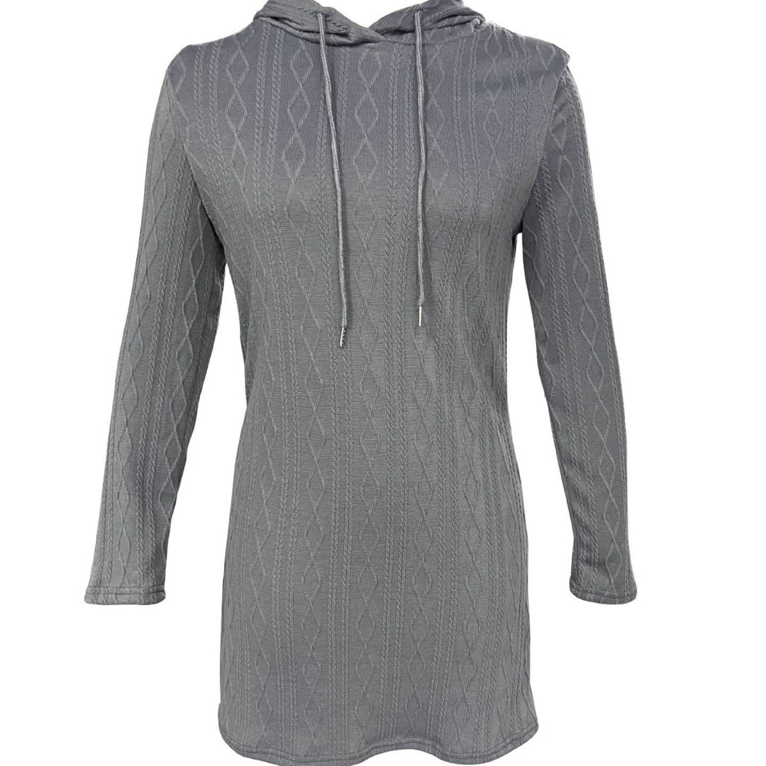 Damen Kapuzenkleid mit strukturiertem Strickmuster und lässigem Schnitt Heidi-Mode