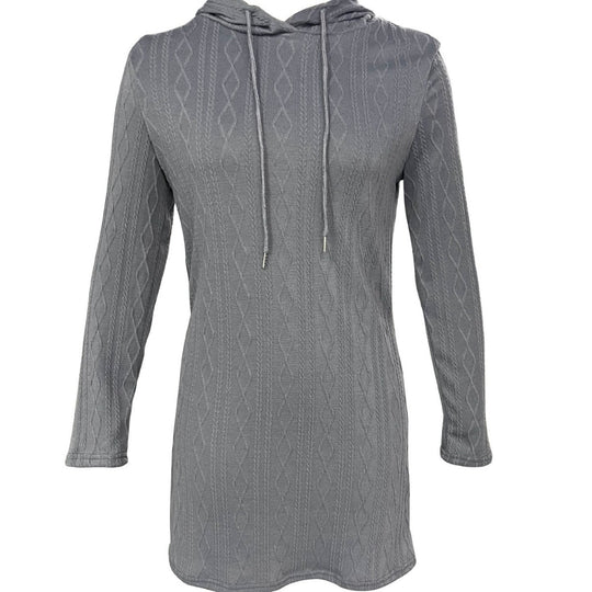 Damen Kapuzenkleid mit strukturiertem Strickmuster und lässigem Schnitt Heidi-Mode