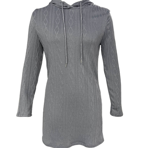 Damen Kapuzenkleid mit strukturiertem Strickmuster und lässigem Schnitt Heidi-Mode