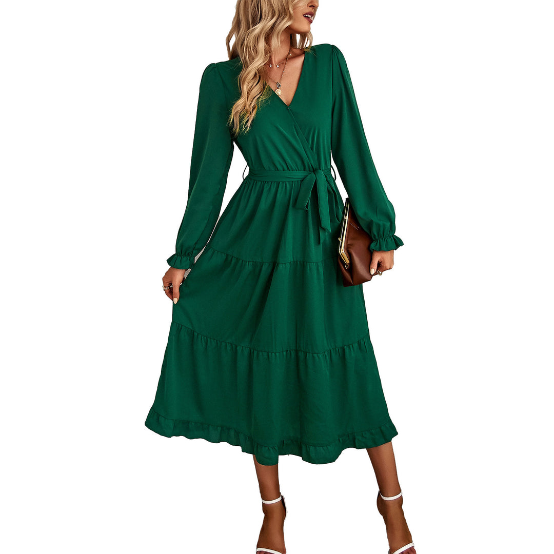 Damen Wickelkleid mit Volantärmeln und elegantem Schnitt Heidi-Mode