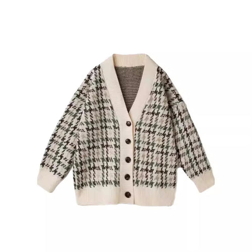 Damen Gemusterter Cardigan mit Knopfleiste und V-Ausschnitt Heidi-Mode