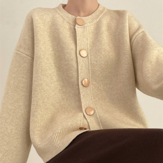 Damen Strickjacke mit komfortablem Schnitt und eleganten Knopfdetails Heidi-Mode